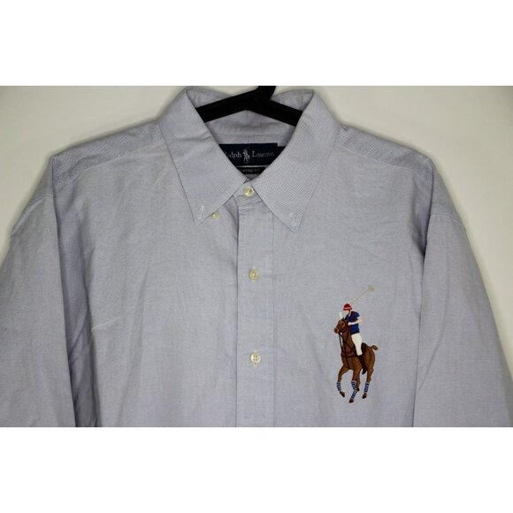 Ralph Lauren Mens XL Embroidered Colored Big Pony Button Up Oxford Shirt H897 - Picture 2 of 5